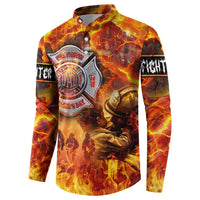 Firefighter Fathers Day Button Sweatshirt Dad By Name - Firefighter By Heart