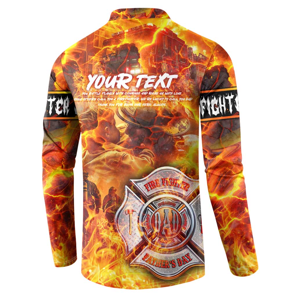 Firefighter Fathers Day Button Sweatshirt Dad By Name - Firefighter By Heart