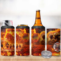 Firefighter Fathers Day 4 in 1 Can Cooler Tumbler Dad By Name - Firefighter By Heart