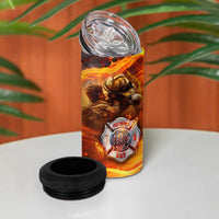 Firefighter Fathers Day 4 in 1 Can Cooler Tumbler Dad By Name - Firefighter By Heart