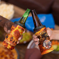 Firefighter Fathers Day 4 in 1 Can Cooler Tumbler Dad By Name - Firefighter By Heart