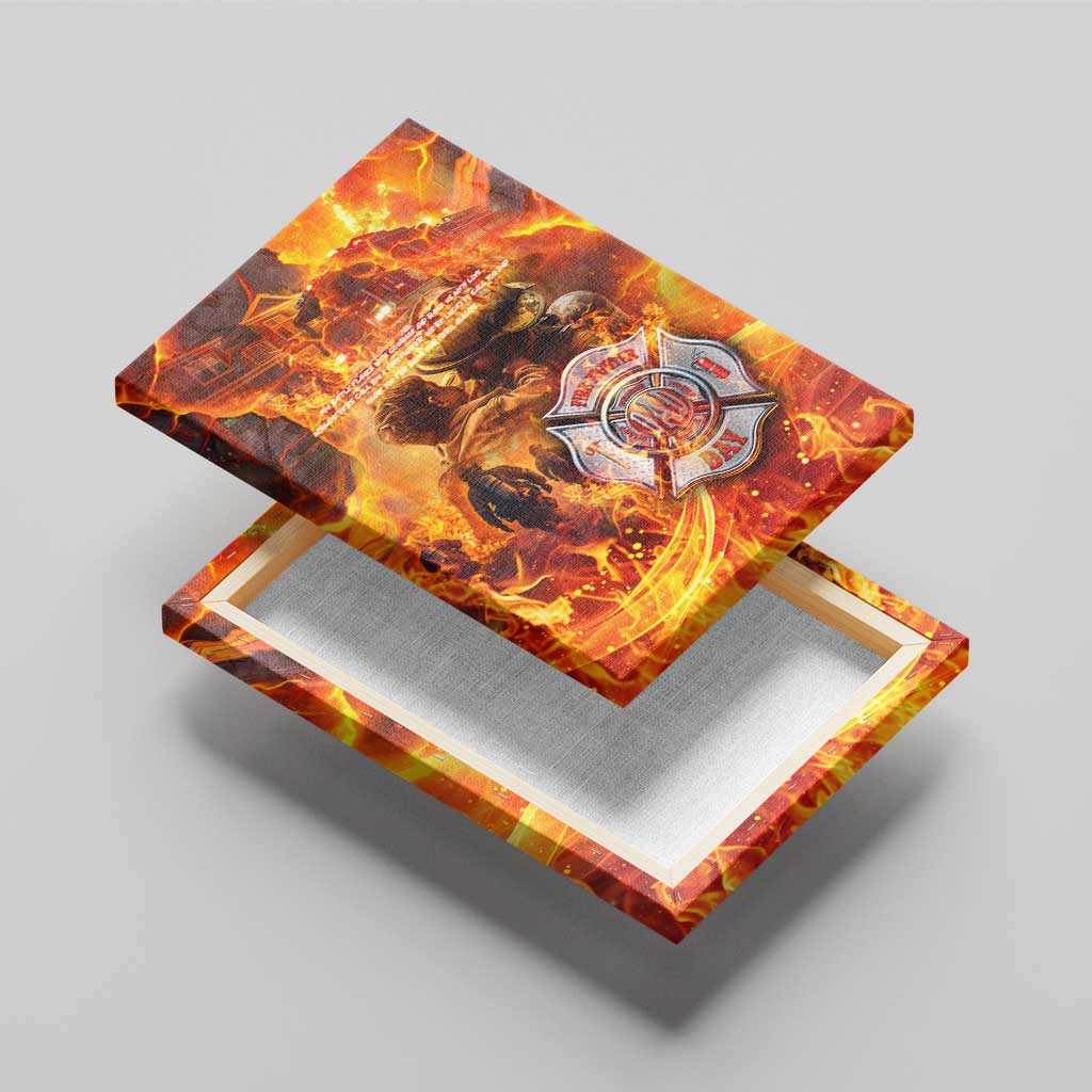 Firefighter Fathers Day Canvas Wall Art Dad By Name - Firefighter By Heart