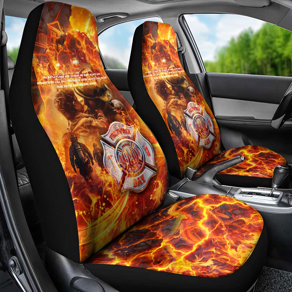 Firefighter Fathers Day Car Seat Cover Dad By Name - Firefighter By Heart