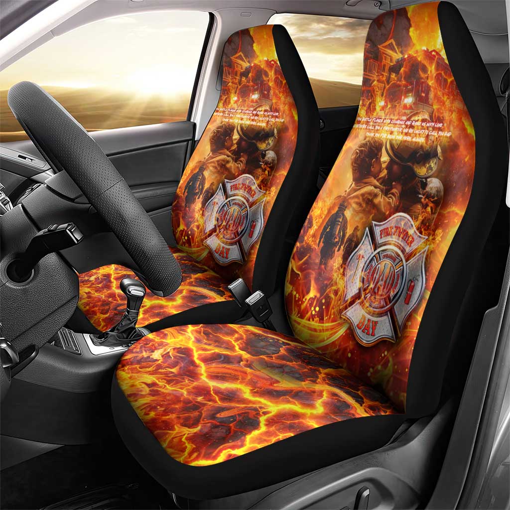 Firefighter Fathers Day Car Seat Cover Dad By Name - Firefighter By Heart