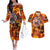 Firefighter Fathers Day Couples Matching Off The Shoulder Long Sleeve Dress and Hawaiian Shirt Dad By Name - Firefighter By Heart