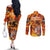 Firefighter Fathers Day Couples Matching Off The Shoulder Long Sleeve Dress and Long Sleeve Button Shirt Dad By Name - Firefighter By Heart