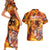 Firefighter Fathers Day Couples Matching Short Sleeve Bodycon Dress and Hawaiian Shirt Dad By Name - Firefighter By Heart