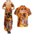 Firefighter Fathers Day Couples Matching Summer Maxi Dress and Hawaiian Shirt Dad By Name - Firefighter By Heart