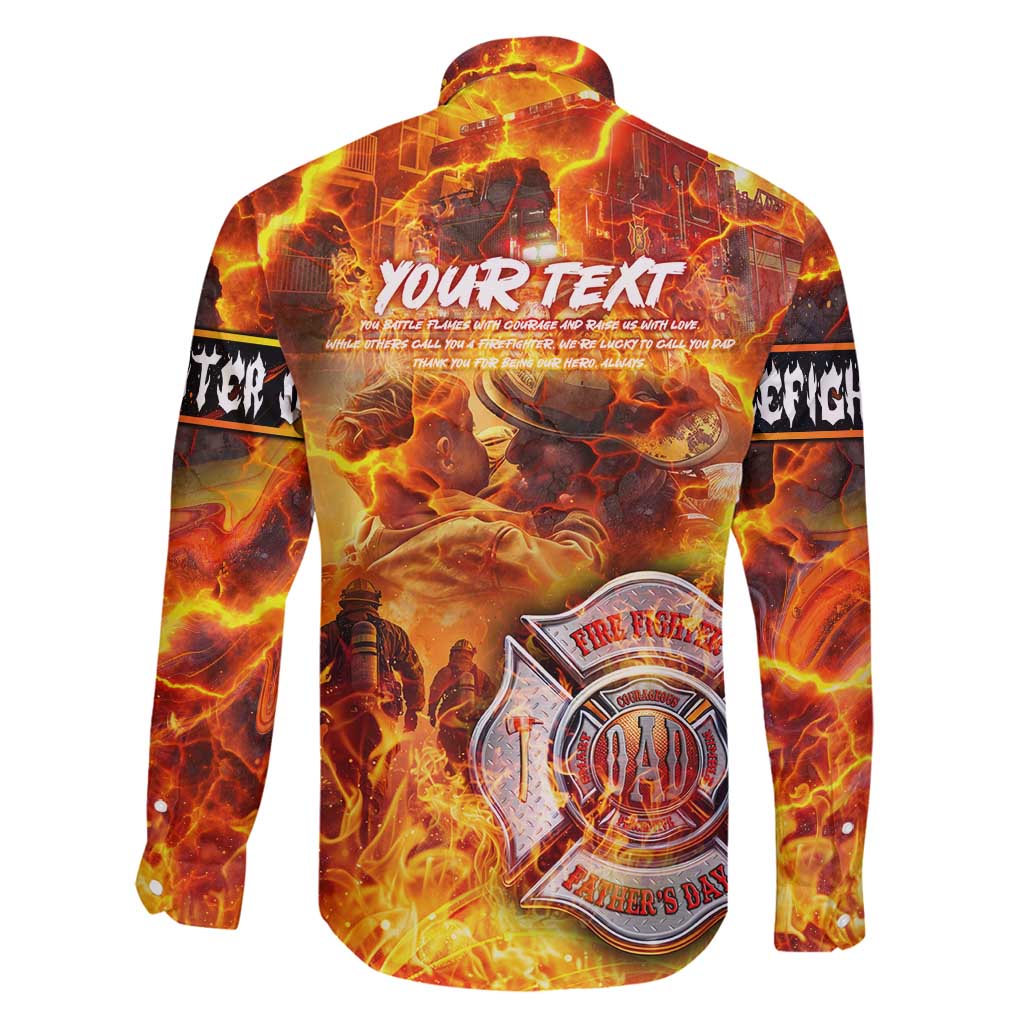 Firefighter Fathers Day Family Matching Long Sleeve Bodycon Dress and Hawaiian Shirt Dad By Name - Firefighter By Heart