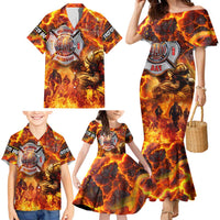 Firefighter Fathers Day Family Matching Mermaid Dress and Hawaiian Shirt Dad By Name - Firefighter By Heart