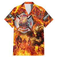 Firefighter Fathers Day Family Matching Mermaid Dress and Hawaiian Shirt Dad By Name - Firefighter By Heart