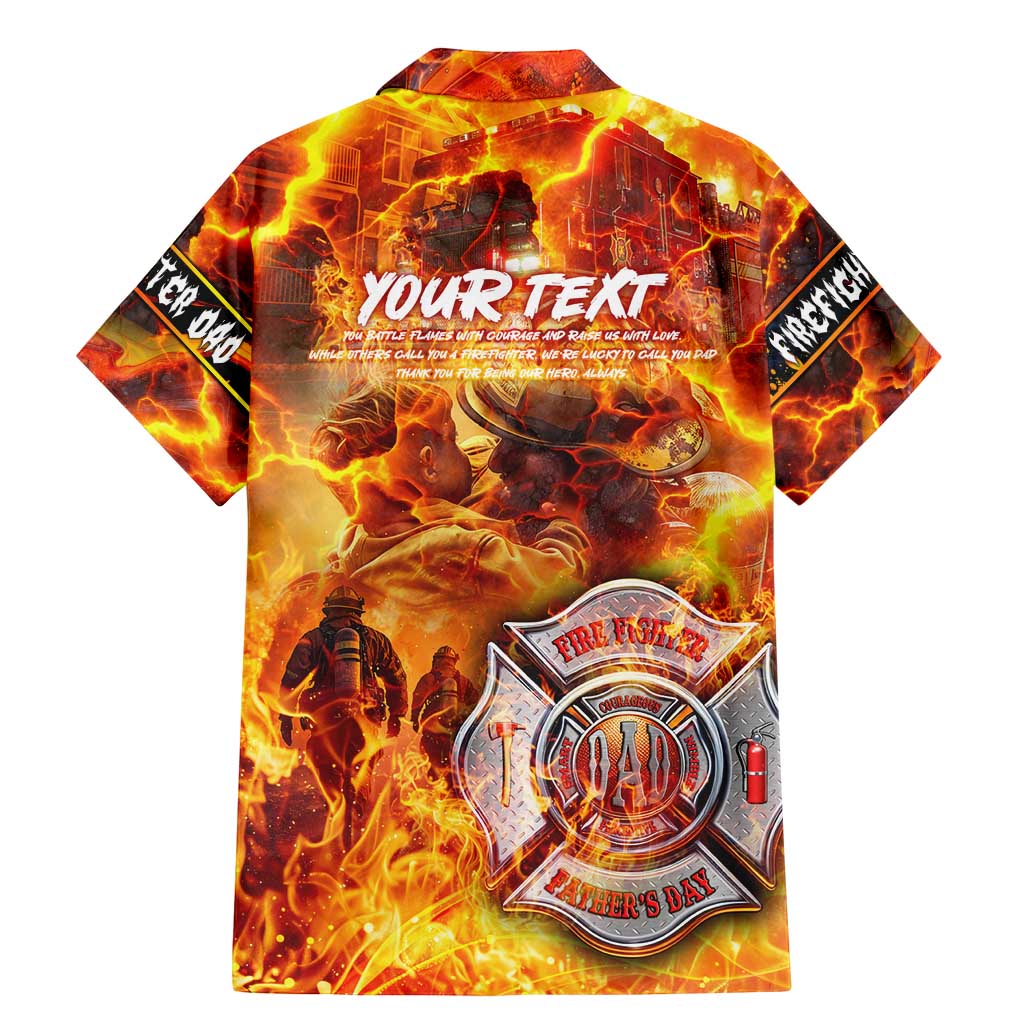 Firefighter Fathers Day Family Matching Mermaid Dress and Hawaiian Shirt Dad By Name - Firefighter By Heart