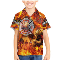 Firefighter Fathers Day Family Matching Mermaid Dress and Hawaiian Shirt Dad By Name - Firefighter By Heart