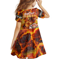 Firefighter Fathers Day Family Matching Off The Shoulder Long Sleeve Dress and Hawaiian Shirt Dad By Name - Firefighter By Heart