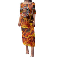 Firefighter Fathers Day Family Matching Puletasi and Hawaiian Shirt Dad By Name - Firefighter By Heart