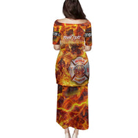 Firefighter Fathers Day Family Matching Puletasi and Hawaiian Shirt Dad By Name - Firefighter By Heart