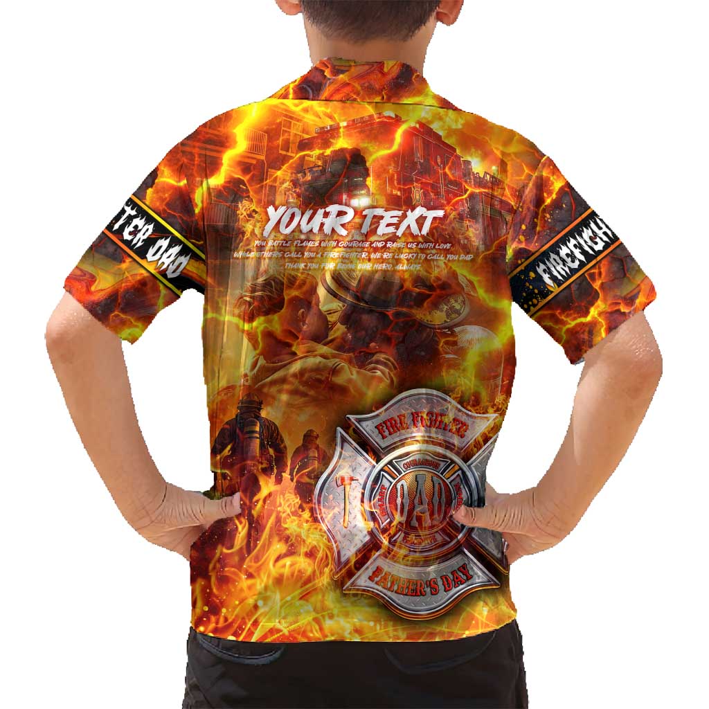 Firefighter Fathers Day Family Matching Summer Maxi Dress and Hawaiian Shirt Dad By Name - Firefighter By Heart