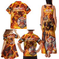 Firefighter Fathers Day Family Matching Tank Maxi Dress and Hawaiian Shirt Dad By Name - Firefighter By Heart