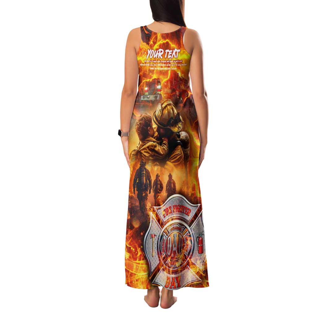 Firefighter Fathers Day Family Matching Tank Maxi Dress and Hawaiian Shirt Dad By Name - Firefighter By Heart