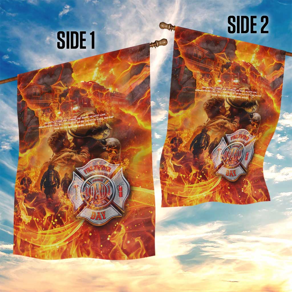 Firefighter Fathers Day Garden Flag Dad By Name - Firefighter By Heart