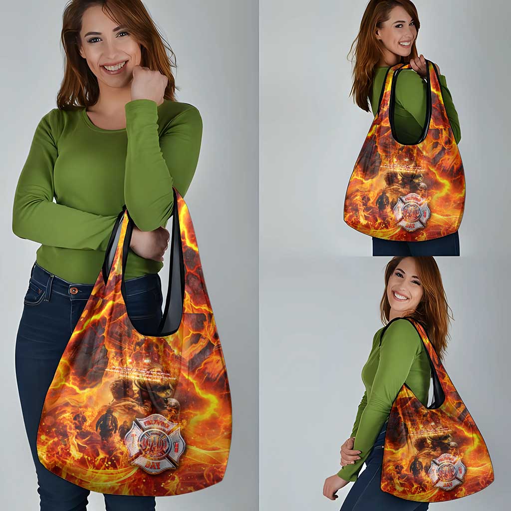 Firefighter Fathers Day Grocery Bag Dad By Name - Firefighter By Heart