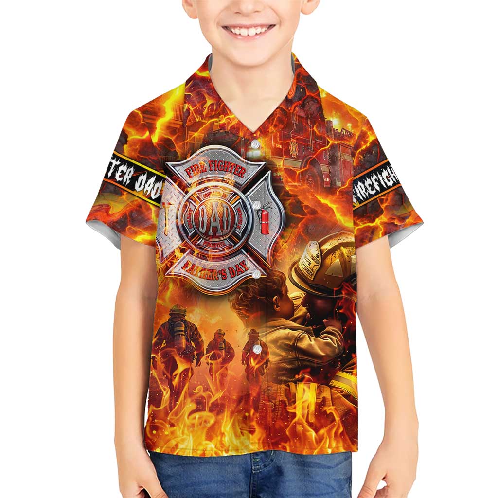 Firefighter Fathers Day Hawaiian Shirt Dad By Name - Firefighter By Heart