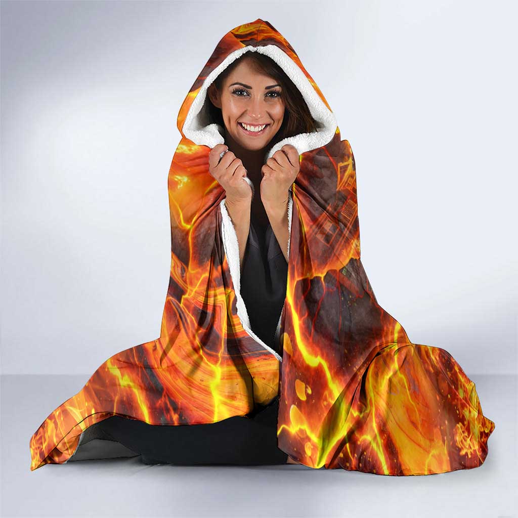 Firefighter Fathers Day Hooded Blanket Dad By Name - Firefighter By Heart