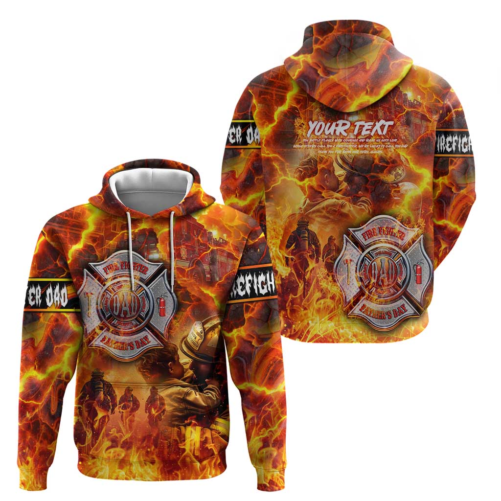 Firefighter Fathers Day Hoodie Dad By Name - Firefighter By Heart