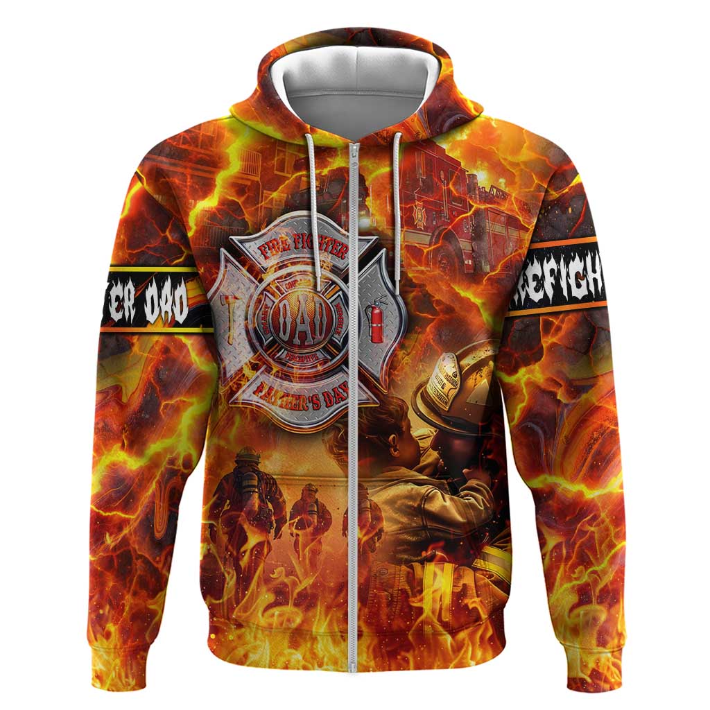 Firefighter Fathers Day Hoodie Dad By Name - Firefighter By Heart