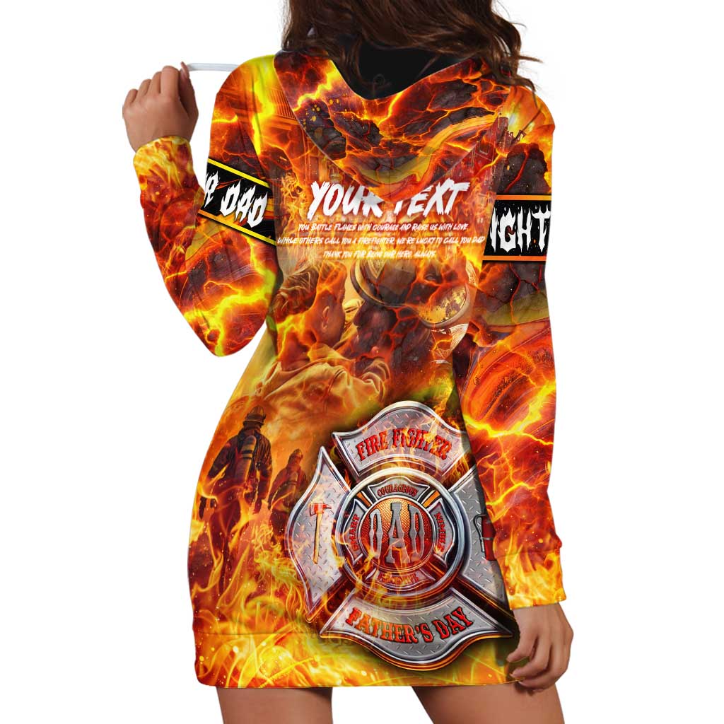 Firefighter Fathers Day Hoodie Dress Dad By Name - Firefighter By Heart