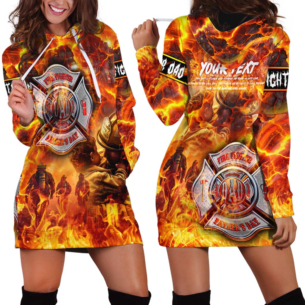 Firefighter Fathers Day Hoodie Dress Dad By Name - Firefighter By Heart