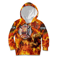 Firefighter Fathers Day Kid Hoodie Dad By Name - Firefighter By Heart