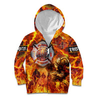 Firefighter Fathers Day Kid Hoodie Dad By Name - Firefighter By Heart