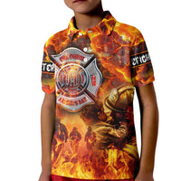 Firefighter Fathers Day Kid Polo Shirt Dad By Name - Firefighter By Heart