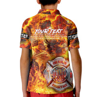 Firefighter Fathers Day Kid Polo Shirt Dad By Name - Firefighter By Heart