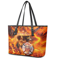 Firefighter Fathers Day Leather Tote Bag Dad By Name - Firefighter By Heart