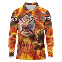 Firefighter Fathers Day Long Sleeve Polo Shirt Dad By Name - Firefighter By Heart