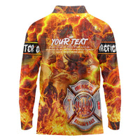 Firefighter Fathers Day Long Sleeve Polo Shirt Dad By Name - Firefighter By Heart