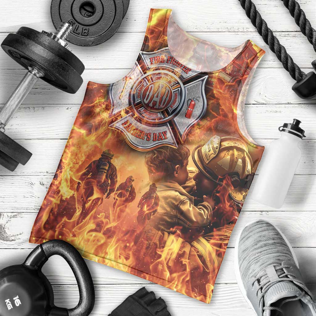 Firefighter Fathers Day Men Tank Top Dad By Name - Firefighter By Heart
