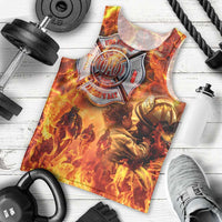 Firefighter Fathers Day Men Tank Top Dad By Name - Firefighter By Heart