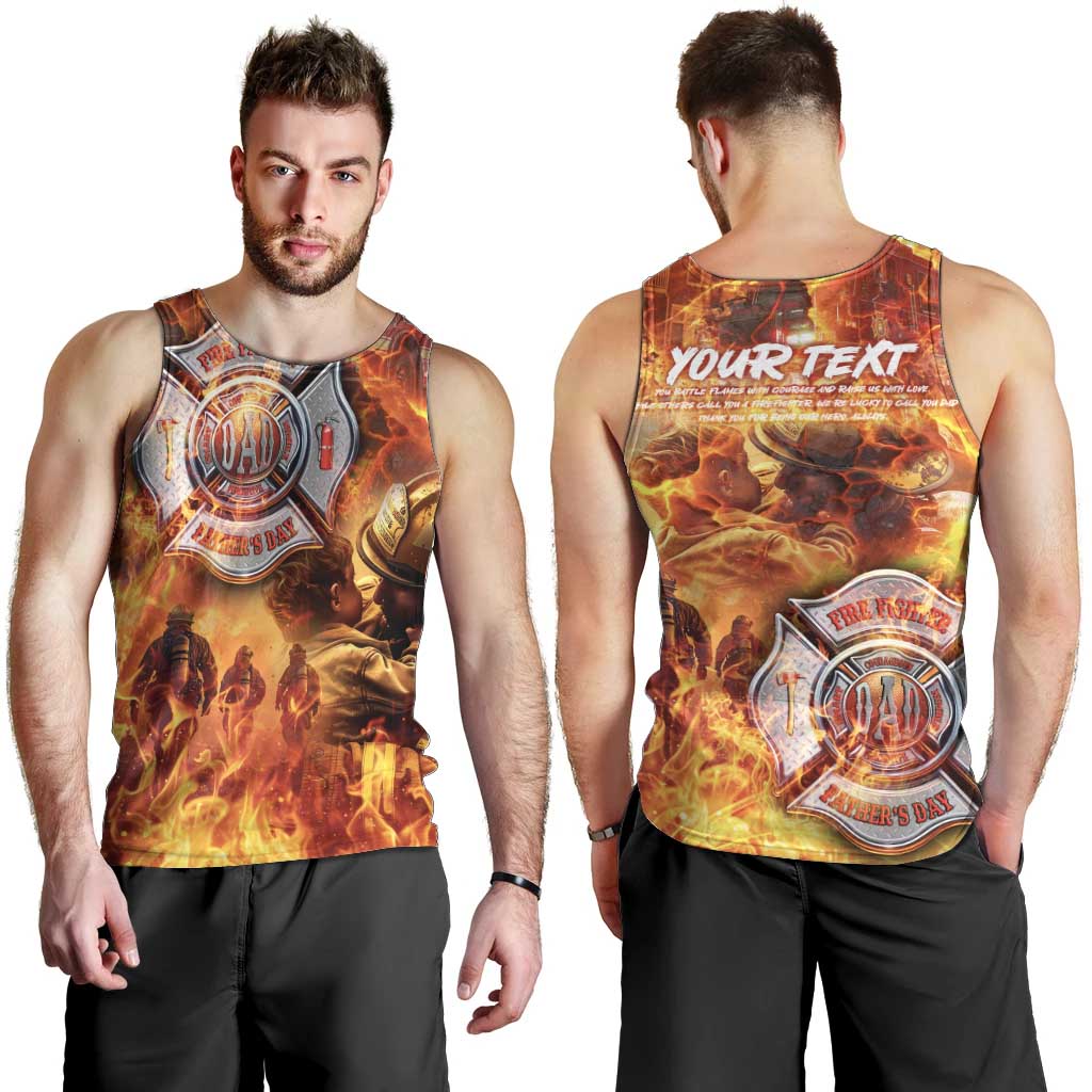 Firefighter Fathers Day Men Tank Top Dad By Name - Firefighter By Heart