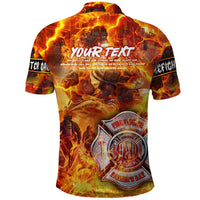 Firefighter Fathers Day Polo Shirt Dad By Name - Firefighter By Heart