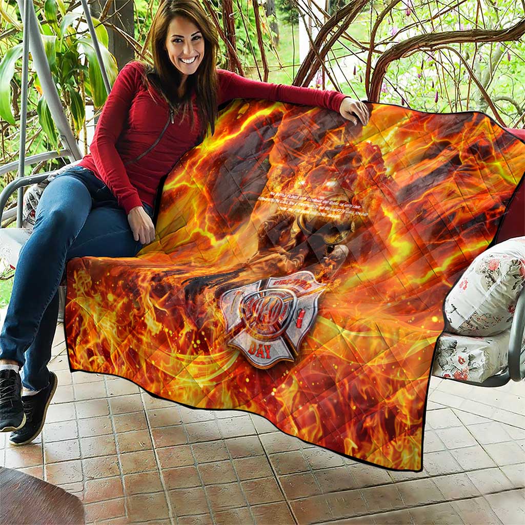 Firefighter Fathers Day Quilt Dad By Name - Firefighter By Heart