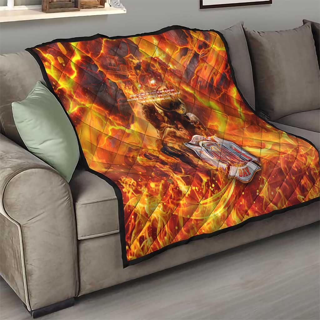 Firefighter Fathers Day Quilt Dad By Name - Firefighter By Heart