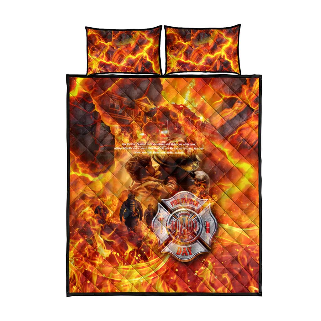 Firefighter Fathers Day Quilt Bed Set Dad By Name - Firefighter By Heart