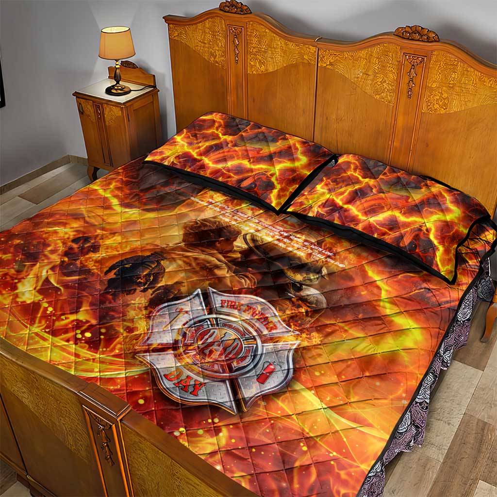 Firefighter Fathers Day Quilt Bed Set Dad By Name - Firefighter By Heart