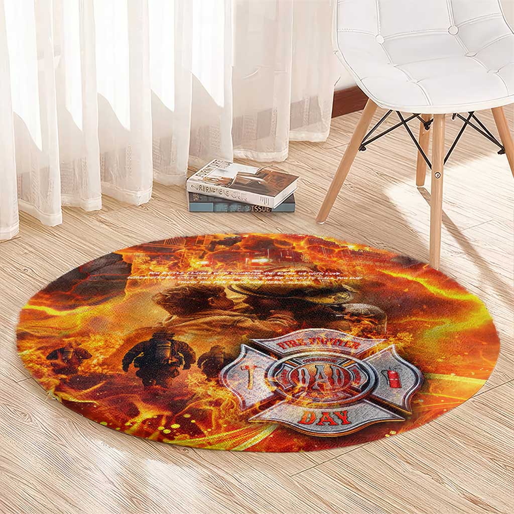 Firefighter Fathers Day Round Carpet Dad By Name - Firefighter By Heart