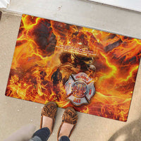 Firefighter Fathers Day Rubber Doormat Dad By Name - Firefighter By Heart