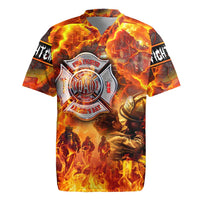 Firefighter Fathers Day Rugby Jersey Dad By Name - Firefighter By Heart