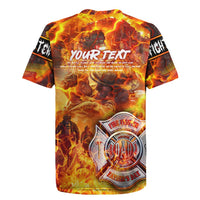 Firefighter Fathers Day Rugby Jersey Dad By Name - Firefighter By Heart